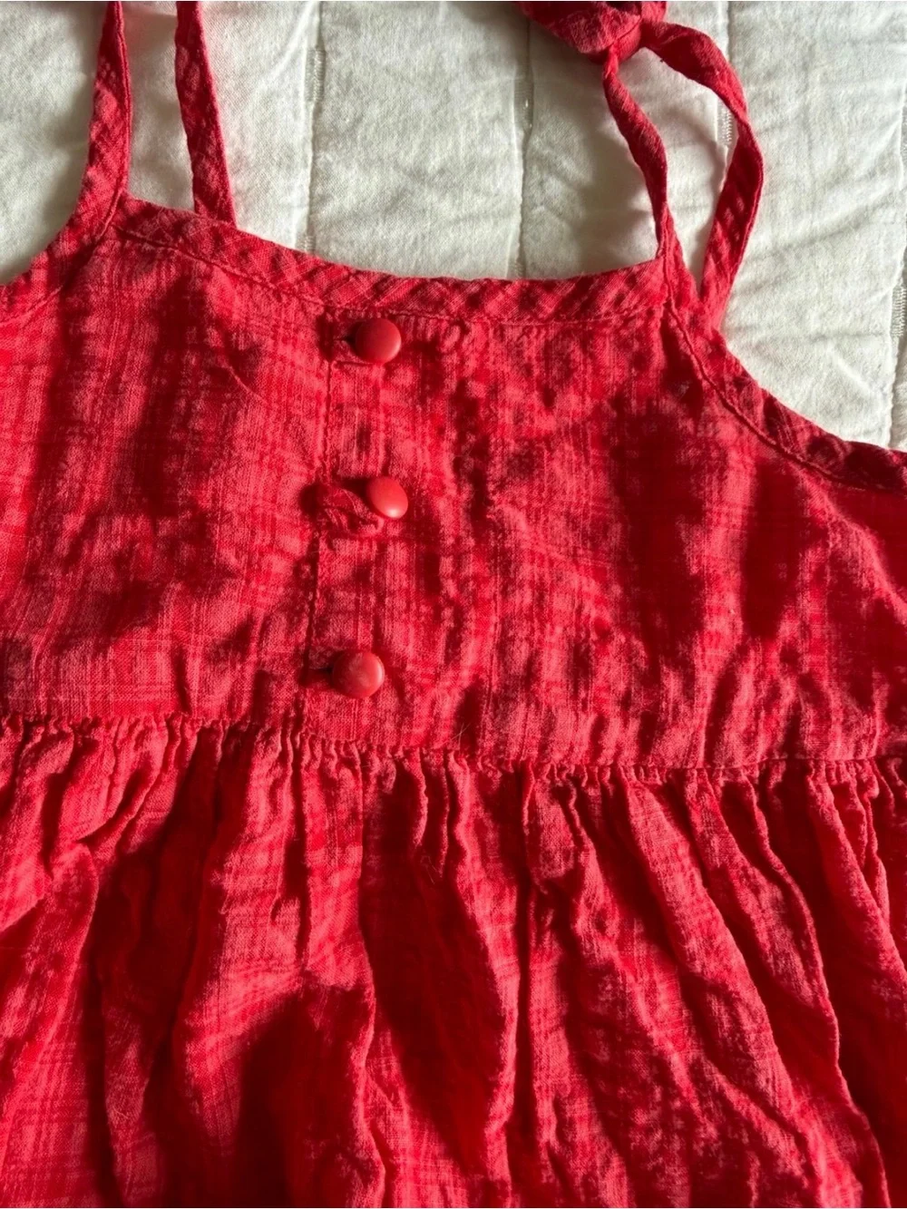 Old Navy Red Bubble Hem Tie Strap Dress 2T Cotton Blend Sundress